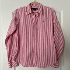 Ralph Lauren Sport Women’s Pink and White Striped Shirt